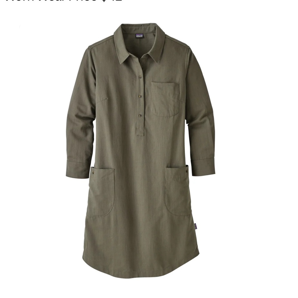 Patagonia Green Polo Collar 3/4 Sleeve Dress
